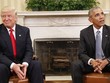 Ông Donald Trump (trái) và Tổng thống Mỹ Barack Obama tại cuộc gặp ở Nhà Trắng hôm 10/11. Ảnh: AP