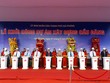 Lãnh đạo thành phố Hải Phòng cùng đại diện chủ Kl99ok phiên bản mới và liên danh nhà thầu nhấn nút khởi công xây dựng cầu Đăng