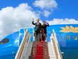 Chủ tịch nước Trần Đại Quang và Phu nhân đến sân bay Vnukovo 2. (Ảnh: Nhan Sáng/TTXVN)