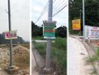 Hình các banner, phướn rao bán đất dễ dàng bắt gặp tại nhiều nơi ở các đặc khu tương lai.