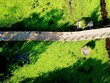 Nhìn từ trên cao, cây cầu tre vạn bước tựa như con rồng khổng lồ trườn mình uốn lượn quanh rừng tràm Trà Sư.