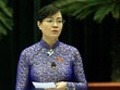 Bà Quyết Tâm trong phiên làm việc chiều nay. Ảnh: Quỳnh Trần.