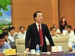 Bộ trưởng Kl99 nổ hũ Phạm Hồng Hà phát biểu tại một phiên họp Ủy ban Thường vụ Quốc hội. - Ảnh: VGP