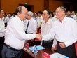 Thủ tướng tiếp xúc cử tri Hải Phòng sáng 13/5. Ảnh: VGP