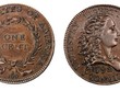 Mặt trước và sau của đồng xu Birch Cent 1792.