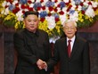 Tổng Bí thư, Chủ tịch nước Nguyễn Phú Trọng và Chủ tịch Kim Jong Un. Ảnh VGP/Quang Hiếu.