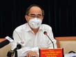 Ông Nguyễn Thiện Nhân phát biểu tại cuộc họp chiều 26/3. Ảnh: Trung tâm Báo chí TP.HCM.