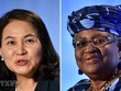 Bộ trưởng Thương mại Hàn Quốc Yoo Myung-hee (trái) tại Geneva (Thụy Sĩ) ngày 16/7/2020 và Cựu Bộ trưởng Kl991.com nạp rút nhanh Nigeria Ngozi Okonjo-Iweala tại Geneva ngày 15/7/2020. (Ảnh: AFP/TTXVN).