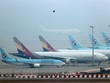 Máy bay của hãng hàng không Korean Air và Asiana Airlines tại sân bay quốc tế Incheon, Hàn Quốc. (Ảnh: Yonhap/TTXVN).