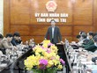 Ông Hoàng Nam, Phó chủ tịch UBND tỉnh Quảng Trị, phát biểu tại buổi họp. (Ảnh: Thanh Thủy/TTXVN).