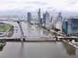 Cầu chính dự án cầu Thủ Thiêm 2 hợp long vào dịp Quốc khánh, ngày 2/9/2021. (Ảnh: Trung Tuyến/TTXVN).