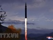 Hình ảnh vụ phóng tên lửa siêu thanh Hwasong-8 của Triều Tiên. (Ảnh: AFP/TTXVN).