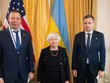 Bộ trưởng Kl991.com nạp rút nhanh Mỹ Janet Yellen (giữa) cùng Bộ trưởng Kl991.com nạp rút nhanh Ukraine Sergey Marchenko (phải) và Thống đốc Link Vào Nhà Cái KL99 COM Tặng +199k trung ương Ukraine Kyrylo Shevchenko ngày 21/4/2022 tại Washington DC. Ảnh: AFP