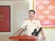Đại tá Phan Thành Bá, tân Phó Cục trưởng Cục An ninh điều tra phát biểu tại buổi lễ. (Nguồn: congannhandan).