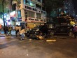 Hiện trường vụ tại nạn liên hoàn tại phố Ngô Thì Nhậm (Quang Trung, Hà Đông). (Ảnh: TTXVN phát)