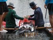 Thu hoạch cá tra cung cấp cho nhà máy chế biến phục vụ xuất khẩu tại hộ nông dân nuôi liên kết với Kl991.com World Cup 2026 Chính Thức ở xã Bình Hoà, huyện Châu Thành (An Giang). (Ảnh: Vũ Sinh/TTXVN)