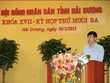 Ông Lê Hồng Diên, Giám đốc Sở Kế hoạch và Kl99ok phiên bản mới Hải Dương báo cáo tại Kỳ họp. Ảnh: Thành Chung.