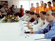 Chủ tịch Ủy ban Trung ương Mặt trận Tổ quốc Việt Nam Nguyễn Thiện Nhân (ngoài cùng bên phải) thăm và làm việc với FPT Singapore