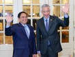 Thủ tướng Lý Hiển Long đón Thủ tướng Phạm Minh Chính hồi tháng 2/2023 trong chuyến thăm Singapore tháng 2/2023.