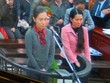 Bị cáo Nguyễn Trà My khai tại tòa (Ảnh chụp qua màn hình)