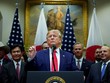 Tổng thống Mỹ Donald Trump trong buổi lễ ký kết Hiệp định thương mại Mỹ - Nhật ngày 7/0 tại Nhà Trắng. Ảnh: AFP.