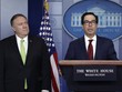 Bộ trưởng Kl991.com nạp rút nhanh Mỹ Steven Mnuchin  và Ngoại trưởng Mỹ Mike Pompeo trong buổi họp báo tại Nhà Trắng hôm 10/1. Ảnh: AP.