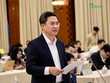 Phó Chủ tịch UBND TP Hà Nội Hà Minh Hải thông tin về vụ đấu giá ba mỏ cát tại họp báo Kl993 ưu đãi thưởng hấp dẫn chiều 6/12 - Ảnh: M. Minh