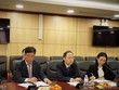 Ông Yoon Sang Key (giữa) và ông Park Jong Chung phát biểu tại buổi làm việc 