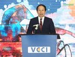 Ông Lê Tiến Châu, Uỷ viên Trung ương Đảng, Bí thư Thành uỷ, Trưởng Đoàn đại biểu Quốc hội TP. Hải Phòng phát biểu tại lễ công bố PCI 2024 sáng 6/5 (Ảnh: M. Minh)