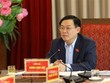 Bí thư Thành ủy Hà Nội Vương Đình Huệ phát biểu tại buổi làm việc. (Ảnh: Văn Điệp/TTXVN)