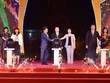 Các đại biểu thực hiện nghi thức khai mạc Lễ hội Du lịch và Văn hóa ẩm thực Hà Nội 2021. (Ảnh: Viết Thành).