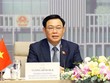 Chủ tịch Quốc hội Vương Đình Huệ hội đàm trực tuyến với Chủ tịch Hạ Viện Australia Tony Smith (Ảnh TTXVN) 