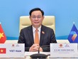 Chủ tịch Quốc hội Vương Đình Huệ phát biểu tại AIPA 42, chiều 23/8. (Ảnh: Duy Linh). 
