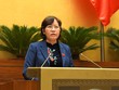 Chủ nhiệm Ủy ban Tư pháp Lê Thị Nga báo cáo thẩm tra công tác phòng chống tham nhũng.
