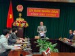 Ông Triệu Thế Hùng, Chủ tịch UBND tỉnh Hải Dương phát biểu tại buổi làm việc. Ảnh: haiduong.gov.vn