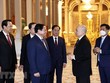 Thủ tướng Phạm Minh Chính hội kiến Quốc vương Campuchia Sihamoni. (Ảnh: Dương Giang/TTXVN) 