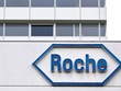 Biểu tượng của Hãng dược phẩm Roche tại trụ sở ở Basel, Thụy Sĩ. (Ảnh: AFP/TTXVN) 