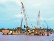 Thi công cầu Rạch Miễu 2 Ảnh: Nhật Bắc