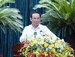 Bí thư Thành ủy TP.HCM Nguyễn Văn Nên phát biểu tại Hội nghị. Ảnh: Thuận Văn.