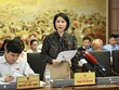 Đại biểu Trần Thị Nhị Hà phát biểu tại tổ. 