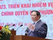 Thủ tướng Phạm Minh Chính phát biểu kết luận Hội nghị trực tuyến toàn quốc tổng kết công tác năm 2023, triển khai nhiệm vụ năm 2024 của Kl993 ưu đãi thưởng hấp dẫn và chính quyền địa phương. (Ảnh: VGP)