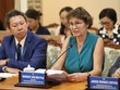 Bà Marieke Van Der Pijl, Tổng thư ký Hiệp hội Kl991.com World Cup 2026 Chính Thức châu Âu tại Việt Nam (EuroCham) phát biểu tại buổi gặp gỡ. Ảnh: Ngô Tùng