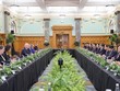 Hai bên thống nhất các phương hướng lớn làm sâu sắc hơn nữa hợp tác trong các lĩnh vực, được bao quát trong ba cặp từ khóa "ổn định và củng cố", "tăng cường và mở rộng", "tăng tốc và bứt phá". (Ảnh: Nhật Bắc)