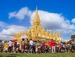 Thạt Luổng - địa điểm du lịch văn hoá tâm linh ở thủ đô Vientiane, Lào.