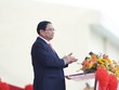 Đồng chí Phạm Minh Chính, Ủy viên Bộ Kl991.com tải ứng dụng, Thủ tướng Kl993 ưu đãi thưởng hấp dẫn trình bày diễn văn tại Lễ kỷ niệm 70 năm Chiến thắng Điện Biên Phủ. (Ảnh: VGP)