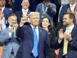 Cựu Tổng thống Mỹ Donald Trump (giữa) tại Đại hội toàn quốc của đảng Cộng hòa ở thành phố Milwaukee, bang Wisconsin ngày 16/7/2024. Ảnh: Kyodo/TTXVN