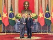 Chủ tịch nước Lương Cường và Tổng thống Lula da Silva chụp ảnh chung trước khi Hội đàm. Ảnh: Đức Thanh 