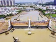 Dự án ngăn triều thi công dở dang và dừng thi công từ tháng 11/2020. Ảnh: Trung Nam 