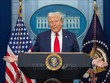 Tổng thống Mỹ Donald Trump phát biểu trong cuộc họp báo tại Nhà Trắng. Ảnh: THX/TTXVN