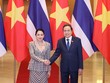 Chủ tịch Quốc hội Trần Thanh Mẫn và Thủ tướng Thái Lan Paetongtarn Shinawatra. Ảnh: Đức Thanh 